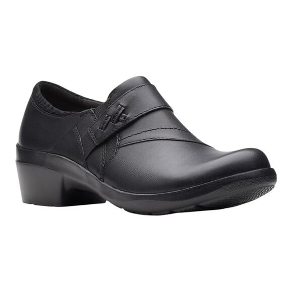 Clarks Women's Angie Pearl Leather Slip On Casual Shoes Black Size 9 W - Picture 1 of 6